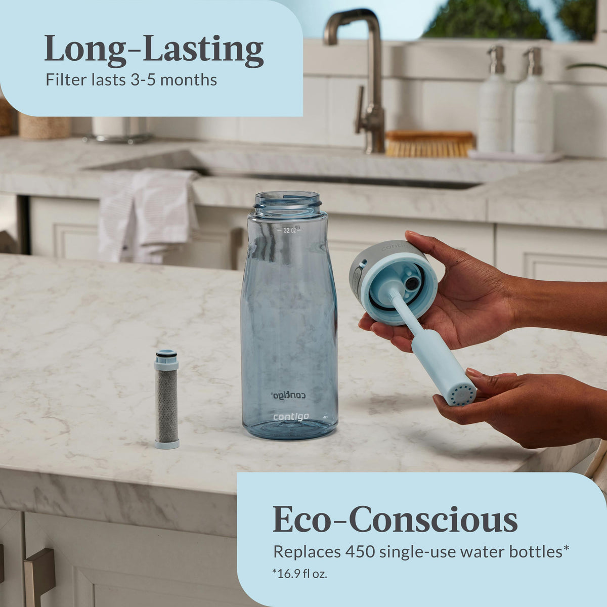 Contigo® Wells Plastic Filter Water Bottle with AUTOSPOUT® Straw Lid, 32 Oz