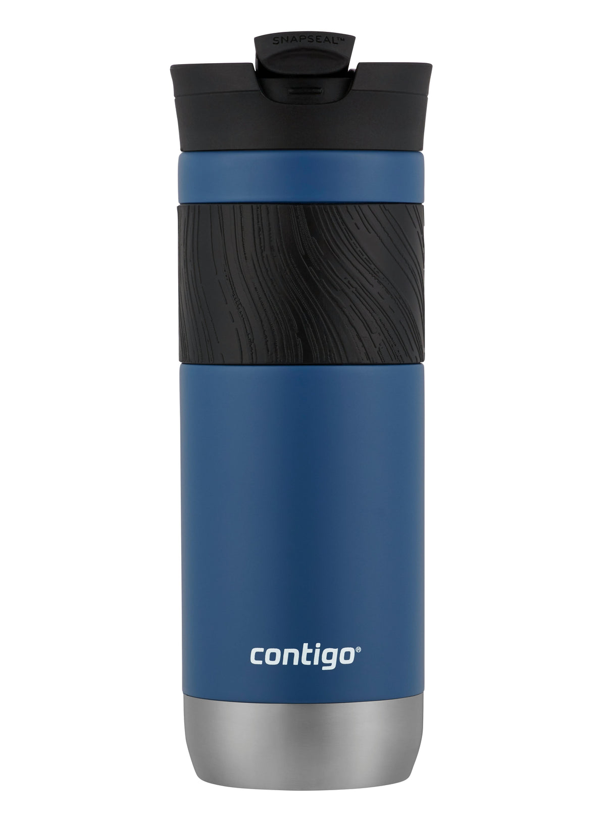 Contigo® SNAPSEAL™ Insulated Stainless Steel Travel Mug with Grip, 20oz., Blue Corn Transparent Satin & Midnight Berry